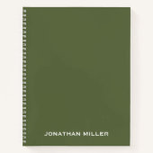 オリーブパーソナライズされたグリーンホワイトクラシックタイポグラフィ ノートブック (正面)