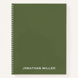オリーブパーソナライズされたグリーンホワイトクラシックタイポグラフィ ノートブック