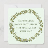 オリーブパーソナライズされたリースバプテスマ招待状 シーズンカード (裏面)