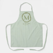 オリーブパーソナライズされたリースファミリーモノグラム エプロン (正面)