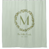 オリーブパーソナライズされたリースモノグラム シャワーカーテン (正面)