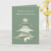 オリーブピスタチオミントグリーンクリスマスツリー カード (黄色い花)