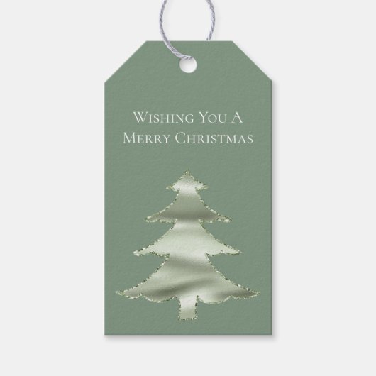 オリーブピスタチオミントグリーンクリスマスツリー ギフトタグ (正面)
