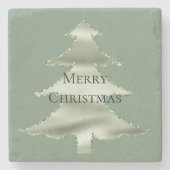オリーブピスタチオミントグリーンクリスマスツリー ストーンコースター (正面)