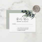 オリーブフォーマルグ結婚リー対応RSVP ノートカード (正面/裏面インサイチュ)