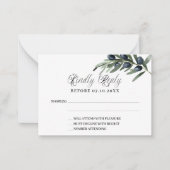 オリーブフォーマルグ結婚リー対応RSVP ノートカード (正面)