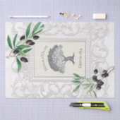 オリーブフランスの油ヴィンテージツリーのフレームの切り離し 薄葉紙 (クラフト)