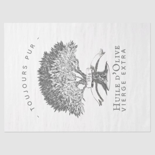 オリーブフランスの油ヴィンテージツリーのロゴの切り離し 薄葉紙 (正面)
