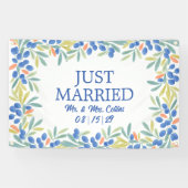 オリーブフレーム付き新婚旅行カー バナー 横断幕 (横)