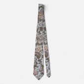 オリーブフローラデザインインパステルピンク&イエロー ネクタイ (正面)