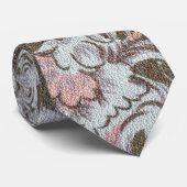 オリーブフローラデザインインパステルピンク&イエロー ネクタイ (ロール)