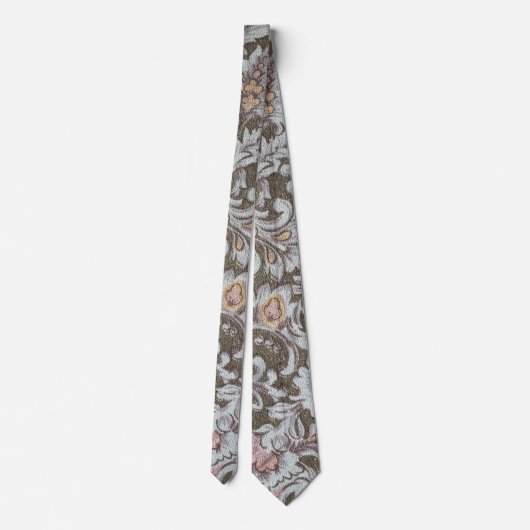 オリーブフローラデザインインパステルピンク&イエロー ネクタイ (裏面)