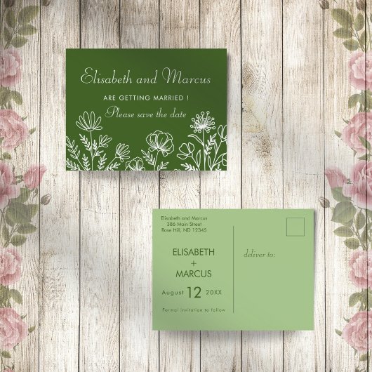 オリーブフローラ結婚式は日付カードを保存 ポストカード