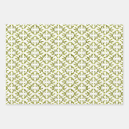オリーブブランチとイエローチーズパターン ラッピングペーパーシート
