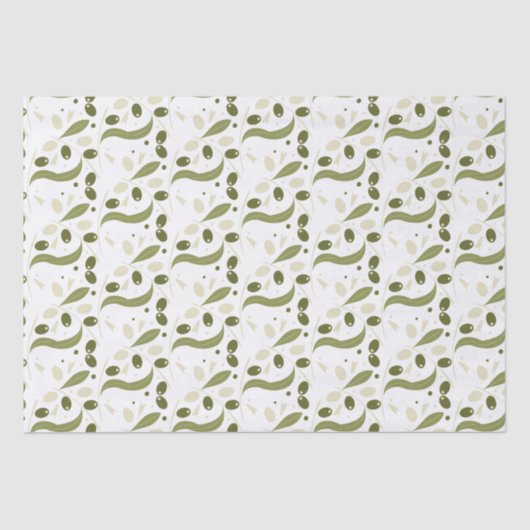 オリーブブランチと葉シームレスパターン 薄葉紙 (正面)