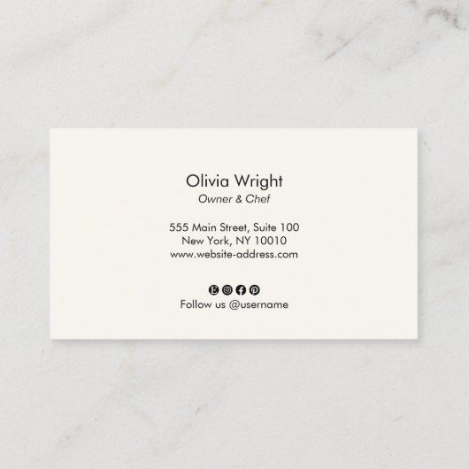 オリーブブランチイタリアンまたはギリシャケータリングシェフバス 名刺 (裏面)