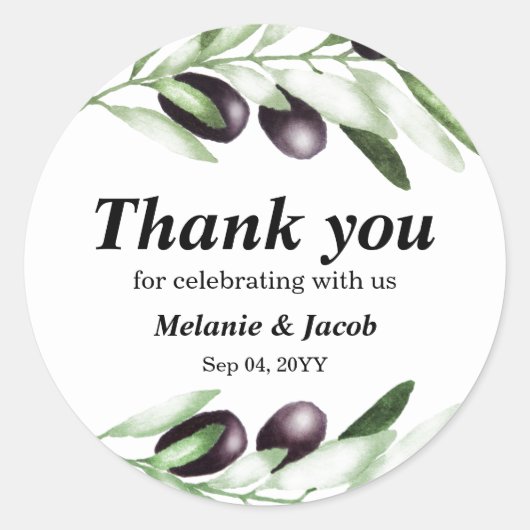 オリーブブランチクラシックラウンドステッカー ラウンドシール (正面)