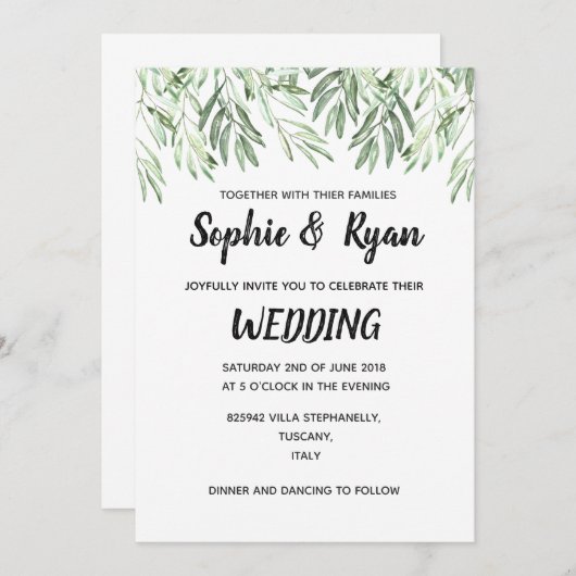 オリーブブランチズ結婚式招待状 招待状 (正面/裏面)