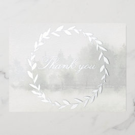 オリーブブランチチュパ結婚フォレストズサンキューカード 箔シーズンポストカード