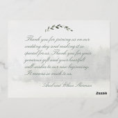 オリーブブランチチュパ結婚フォレストズサンキューカード 箔シーズンポストカード (裏面)