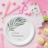 オリーブブランチパーソナライズされたウォーター結婚カラー ペーパープレート (パーティー)