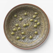 オリーブブランチフェイク地中海の陶器 ペーパープレート (正面)