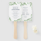 オリーブブランチボホ庭園の結婚式プログラムファン ハンドファン (正面&裏面)