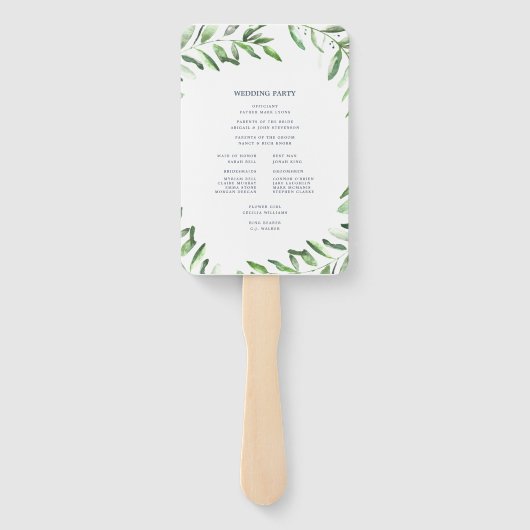 オリーブブランチボホ庭園の結婚式プログラムファン ハンドファン (裏面)