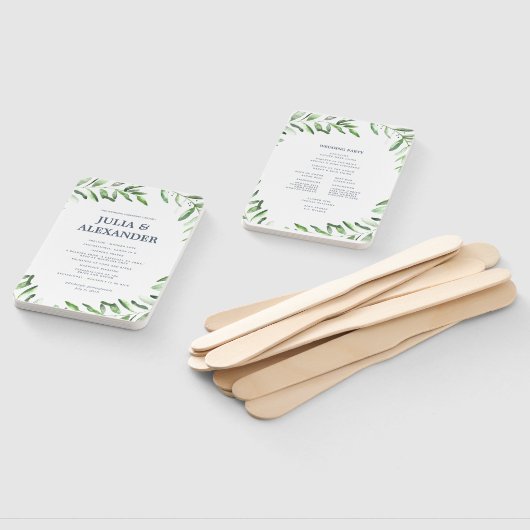 オリーブブランチボホ庭園の結婚式プログラムファン ハンドファン (組立なし)