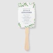 オリーブブランチボホ庭園の結婚式プログラムファン ハンドファン (正面)