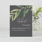 オリーブブランチムーディー図解入りの、写真付きの婚約パーティ 招待状 (スタンド正面)