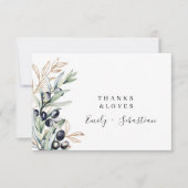 オリーブブランチモダンエレガントな結婚式サンキューカード サンキューカード (正面)
