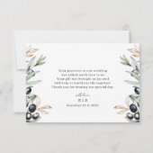 オリーブブランチモダンエレガントな結婚式サンキューカード サンキューカード (裏面)