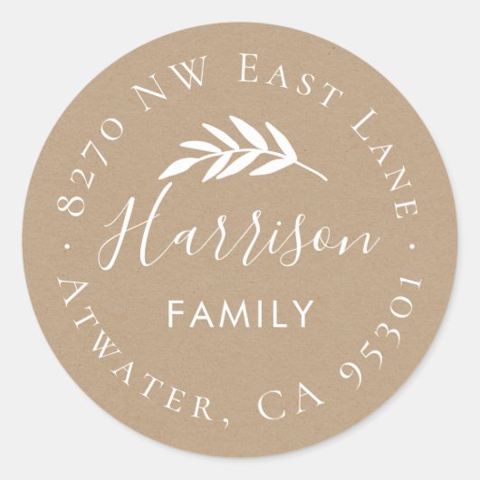 オリーブブランチラウンド差出人住所ラベル ラウンドシール (正面)