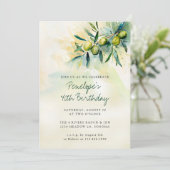 オリーブブランチ地中海の植物学40歳の誕生日 招待状 (スタンド正面)