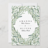 オリーブブランチ植物緑エレガントな結婚式 招待状 (裏面)