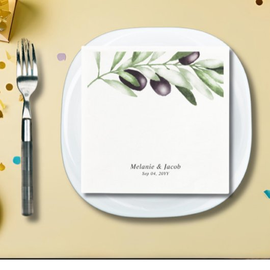 オリーブブランチ結婚ズ スタンダードカクテルナプキン