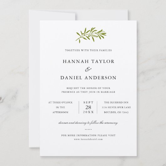 オリーブブランチ結婚式招待状カード 招待状 (正面)