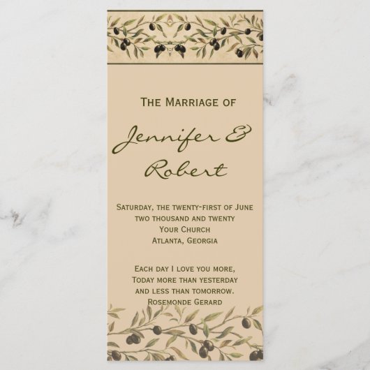 オリーブブランチ:トスカーナTouch結婚式 プログラム (正面)