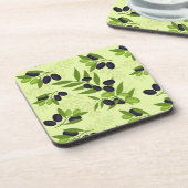 オリーブプリントプラスチックコースターセット コースター (左側)