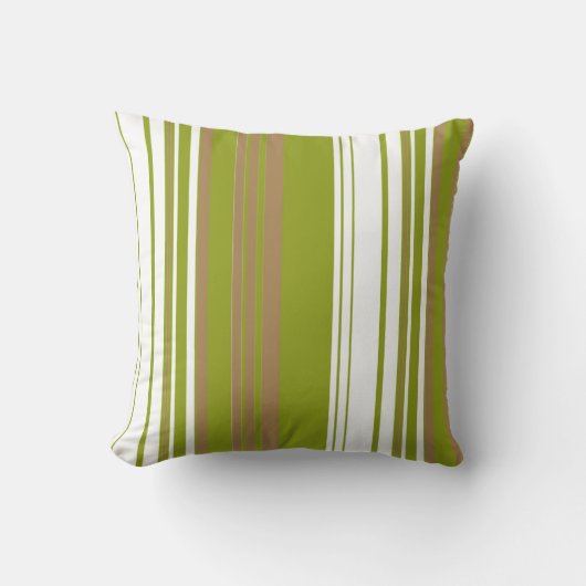 オリーブホワイトレトロストライプアートデザイン抽象芸術 クッション (正面)