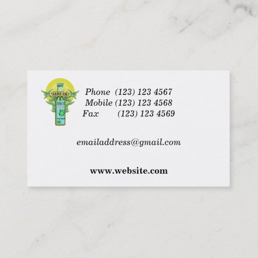 オリーブボトル油 名刺 (裏面)