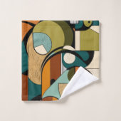 オリーブポップ・アートの模様 | レトロインスパイアアート バスタオルセット (ウォッシュタオル)