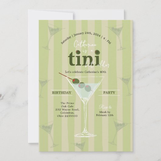 オリーブマルティーニテーマ誕生日招待状 招待状 (正面)