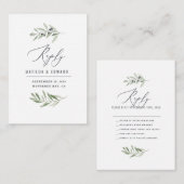 オリーブミニマルウォーター結婚カラーセージの回答 ノートカード (正面/裏面)