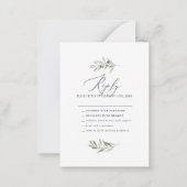 オリーブミニマルウォーター結婚カラーセージの回答 ノートカード (裏面)