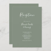 オリーブミニマルグモダンリーン結婚式レセプションカード エンクロージャーカード (正面/裏面)