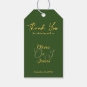 オリーブミニマルグリーンと金ゴールド結婚の感謝 ギフトタグ (正面)
