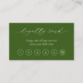 オリーブミニマルグリーンハートQRコーエレガントド ロイヤリティカード (正面)