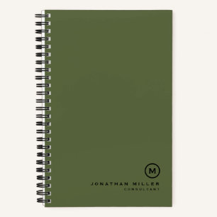 オリーブミニマルブラッククラシックモノグラム ノートブック